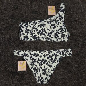SKATIE Size Small Bikini Set Ellis 1 Shoulder Top Kira Bottom (Greenwich)